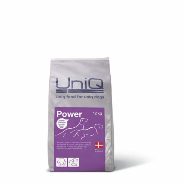 UniQ - Power,  højenergihundefoder til aktive hunde, 12kg (Kun afhentning - sendes ikke)