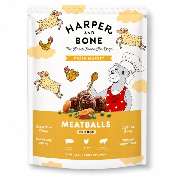 Harper & Bone - Meatballs med Gris, Kylling & Lam, Kornfri Måltidskødboller 300g