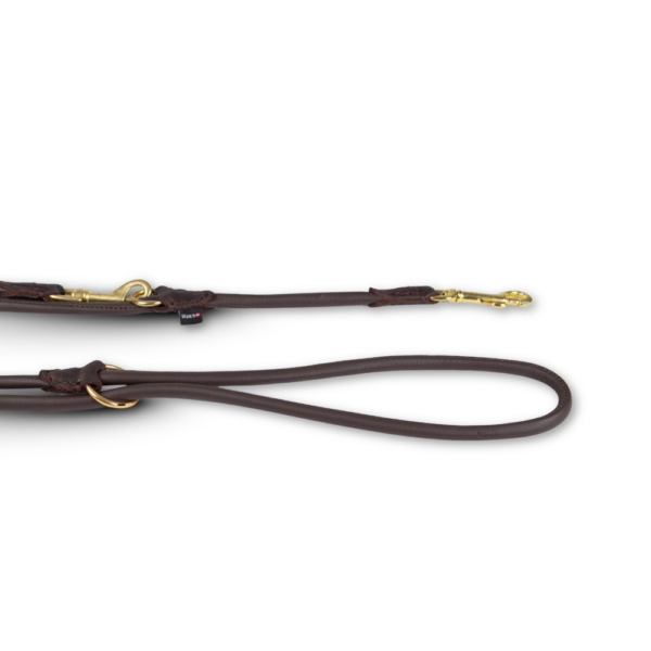 Walk'it - Rundsyet Dressurline, Mørkebrun læder / Messing (6 mm & 8 mm – 220 cm)