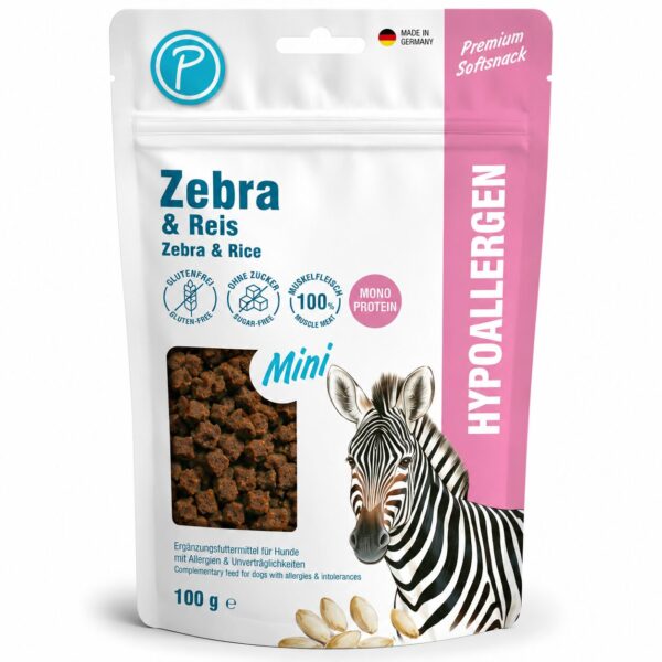 Petlando Hypoallergen Mini Softsnacks med Zebra 100 g – Bløde træningsgodbidder med zebra.