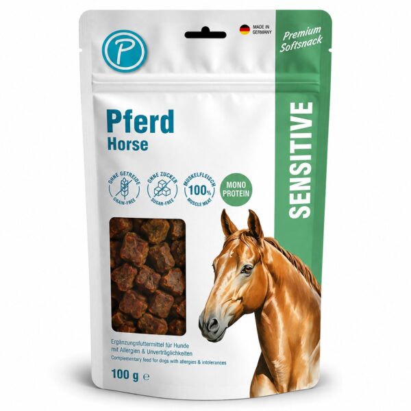 Petlando -  Sensitive Maxi Softsnacks med Hest 100 g, Bløde godbidder med 95 % hest