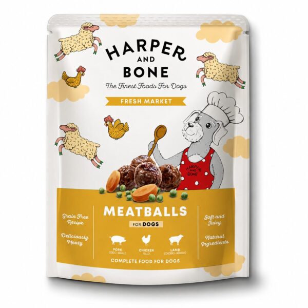 Harper & Bone Meatballs med Gris, Kylling & Lam 300 g – Kornfrie måltidskødboller til hunde
